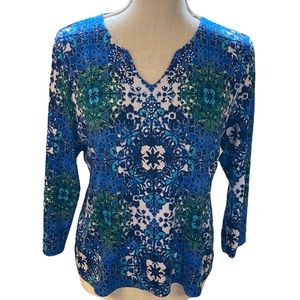 Allison Daley Ladies Blue and Green Top